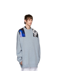 Raf Simons Blue Oversized Patches Sweater