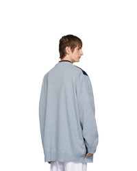 Raf Simons Blue Oversized Patches Sweater