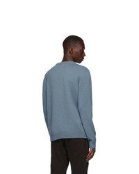 MAISON KITSUNÉ Blue Wool Jacquard Fox Head Sweater
