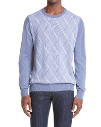 Canali Diamond Wool Cashmere Crewneck Sweater