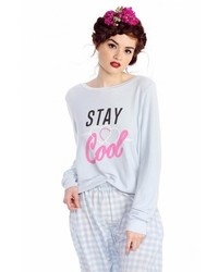 Wildfox Couture Stay Cool Baggy Beach Jumper In Light Blue Iris