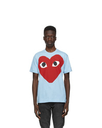 Comme Des Garcons Play Blue And Red Big Heart T Shirt