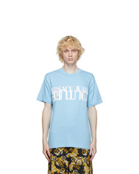 VERSACE JEANS COUTURE Blue And White Logo T Shirt