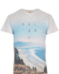 River Island Blue Baleariac 96 Print T Shirt