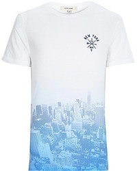 River Island Blue Faded New York City Print T Shirt