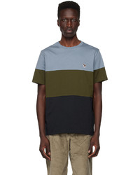 Ps By Paul Smith Blue Green Colorblock Zebra T Shirt