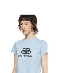 Balenciaga Blue Logo Fitted T Shirt