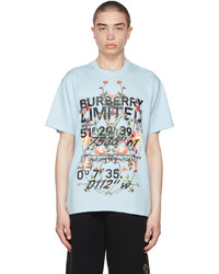 Burberry Blue Oversized Montage Print T Shirt