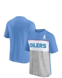 FANATICS Branded Light Blueheathered Gray Houston Oilers Throwback Colorblock T Shirt