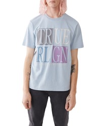 True Religion Brand Jeans Check Cotton Graphic Logo Tee In Blue Fog At Nordstrom