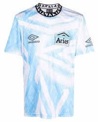 Aries Logo Print Football T Shirt