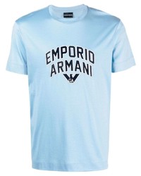 Emporio Armani Logo Print Lyocell Cotton T Shirt