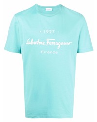 Salvatore Ferragamo Logo Print Round Neck T Shirt