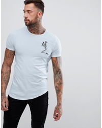 Religion Longline T Shirt With Curved Hem And Big Logo