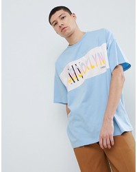 ASOS DESIGN Oversized Longline T Shirt With Colour Block And City Print
