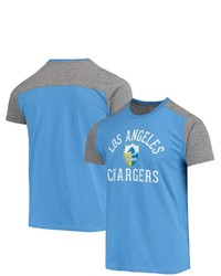 Majestic Threads Powder Blueheathered Gray Los Angeles Chargers Gridiron Classics Field Goal Slub T Shirt
