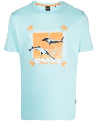 BOSS Shark Print Cotton T Shirt