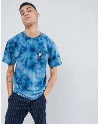 Primitive Skateboarding Crystal Wash T Shirt With Orbit Back Print In Blue