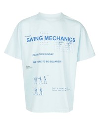 Students Swing Mechanics Print Round Neck T Shirt