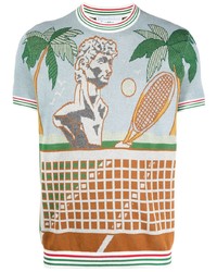 Casablanca Tennis Court Print T Shirt