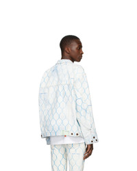 Off-White And Blue Denim Fence Jacket