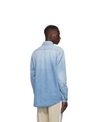 Palm Angels Blue Denim College Eagle Shirt