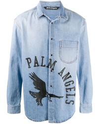 Palm Angels Logo Print Denim Shirt