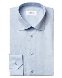 Eton Contemporary Fit Blue Neat Print Dress Shirt