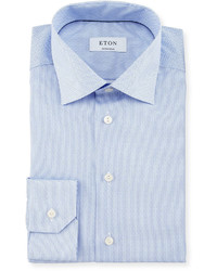 Eton Contemporary Fit Chain Stitch Print Dress Shirt Blue