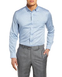 Johnston & Murphy Cotton Button Up Shirt In Blue Airplane At Nordstrom
