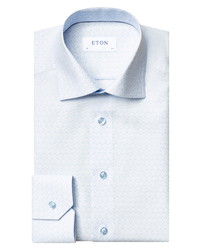 Eton Slim Fit Blue Floral Print Dress Shirt