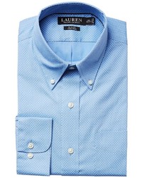 Lauren Ralph Lauren Slim Fit Non Iron Poplin Dot Print Spread Collar Dress Shirt Long Sleeve Button Up