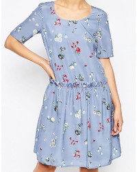 Love Moschino Floral Print Dress With Paperbag Waist