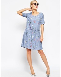 Love Moschino Floral Print Dress With Paperbag Waist