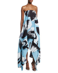 SOLACE London Hester Strapless Printed Cocktail Dress Blue