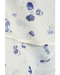 IRO Jessy Ruffled Printed Chiffon Halterneck Dress Sky Blue