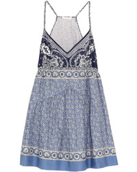Chloé Printed Cotton Voile Mini Dress Blue