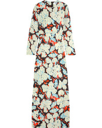 MSGM Printed Twill Gown Light Blue