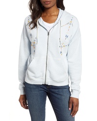 Lucky Brand Geo Embroidered Zip Up Hoodie