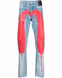 Evisu Backwards Painted Logo Slim Fit Jeans