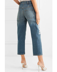 Monse Cropped Printed Mid Rise Straight Leg Jeans