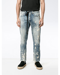 Off-White Diagonal Stripe Print Cropped Jeans