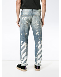 Off-White Diagonal Stripe Print Cropped Jeans