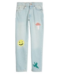 CONEY ISLAND PICNIC Doodle Friends Graphic Print Cotton Jeans In Light Indigo At Nordstrom