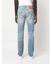 Versace Geometric Print Washed Jeans