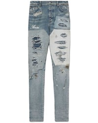 Amiri Logo Print Distressed Jeans