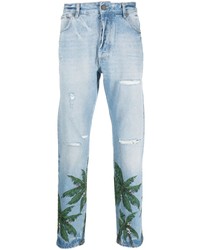 Palm Angels Palm Tree Print Straight Leg Jeans
