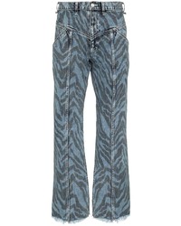 Iroquois Zebra Print Flared Jeans