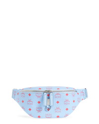 Light Blue Print Leather Fanny Pack