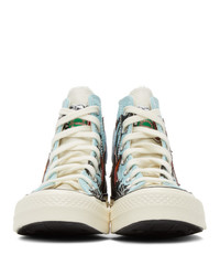 Converse Blue And Black Chinatown Market Edition Lakers Champion Jacket Chuck 70 Hi Sneakers